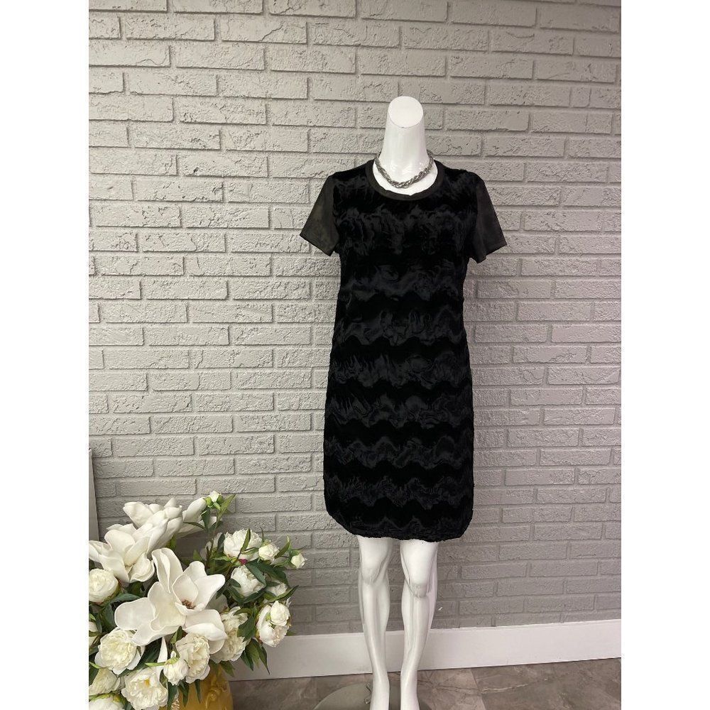 Potter’s Pot Black Faux Fur Shirt Dress Size M